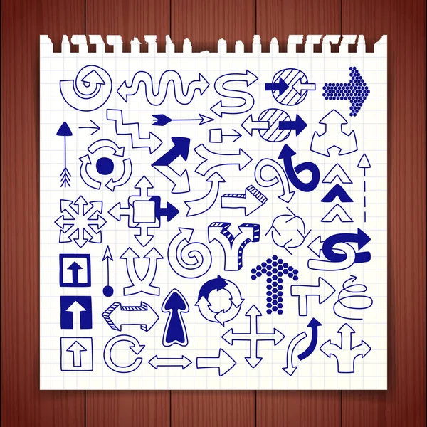 Conjunto de símbolos de seta Doodle — Vetor de Stock