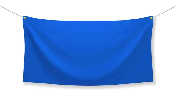Bandiera in tessuto blu con pieghe isolate su sfondo bianco — Vettoriale Stock