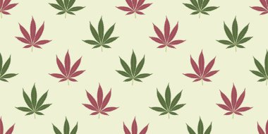 Geometrik yaprak desenli kusursuz marihuana geçmişi. Vektör illüstrasyonu