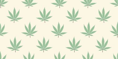 Geometrik yaprak desenli kusursuz marihuana geçmişi. Vektör illüstrasyonu