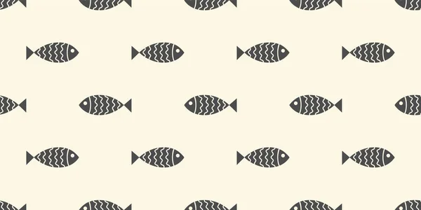 Nautical Seamless Pattern Swimming Cartoon Fish Vector Illustration — Stock Vector