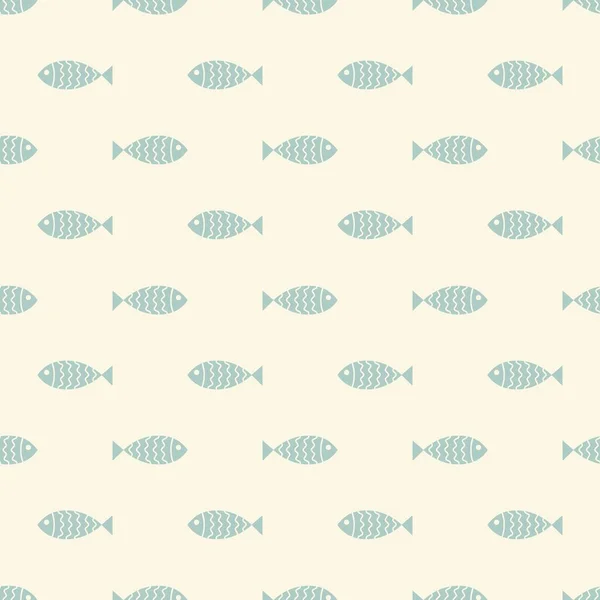 Námořní Bezešvý Vzor Plaveckou Kreslenou Rybou Vektorová Ilustrace — Stockový vektor