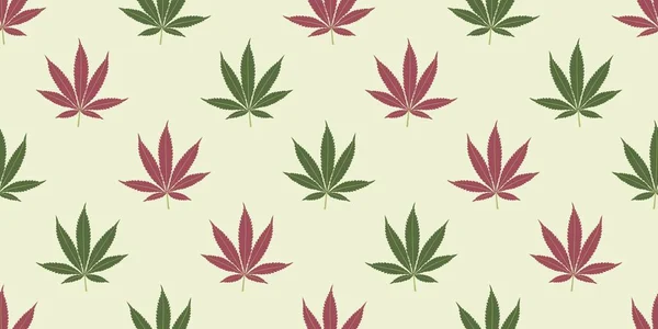 Sömlös Marijuana Bakgrund Med Geometriska Blad Mönster Vektorillustration — Stock vektor