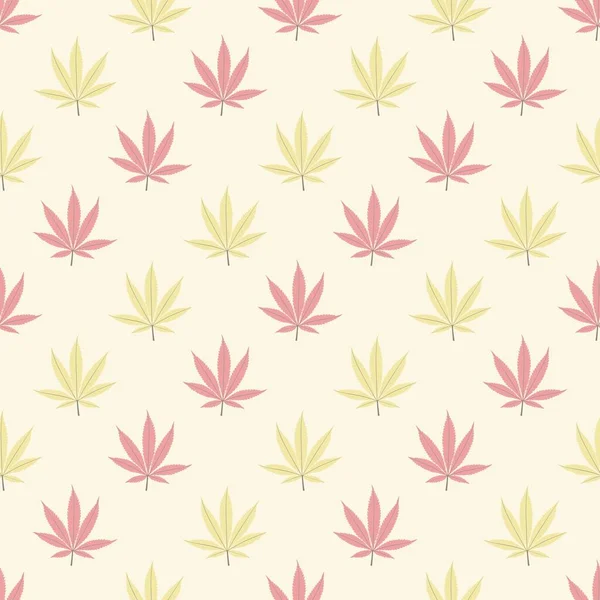 Naadloze Marihuana Achtergrond Met Geometrische Bladeren Patroon Vectorillustratie — Stockvector