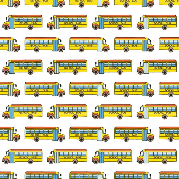 Nahtloses Muster Mit Schulbussen Zurück Zum Schulmuster Endlos Kachelbare Vektorillustration — Stockvektor