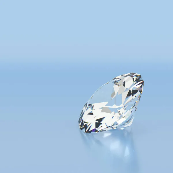 Shiny white diamond on blue background — Stock Photo, Image