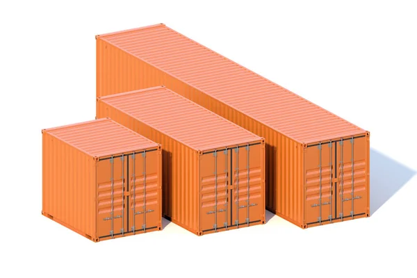Braune Frachtcontainer 10 20 und 40 Fuß 3D-Illustration — Stockfoto