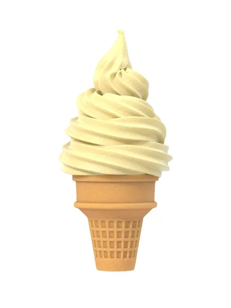 Vanilla soft ice icecream in waffle cone — Stock Photo, Image