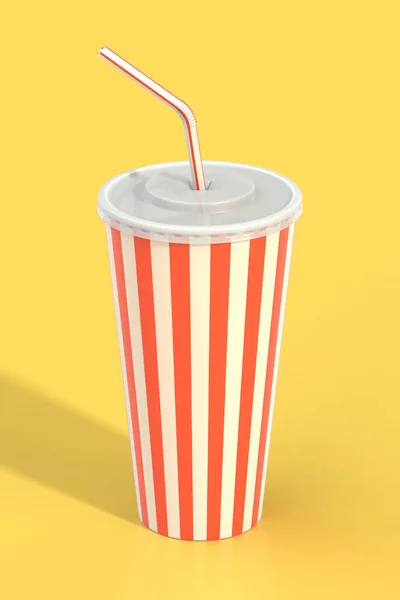 Fast-Food-Cola-Becher und Trinkhalm — Stockfoto