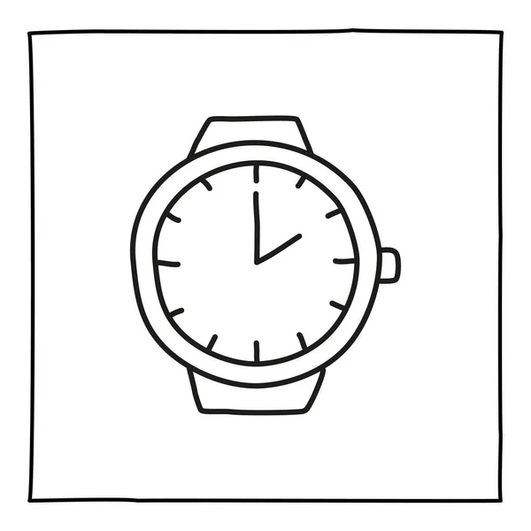 Doodle Wall Clock Watch Icon Hand Drawn Thin Line Minimalistic — Stock Vector