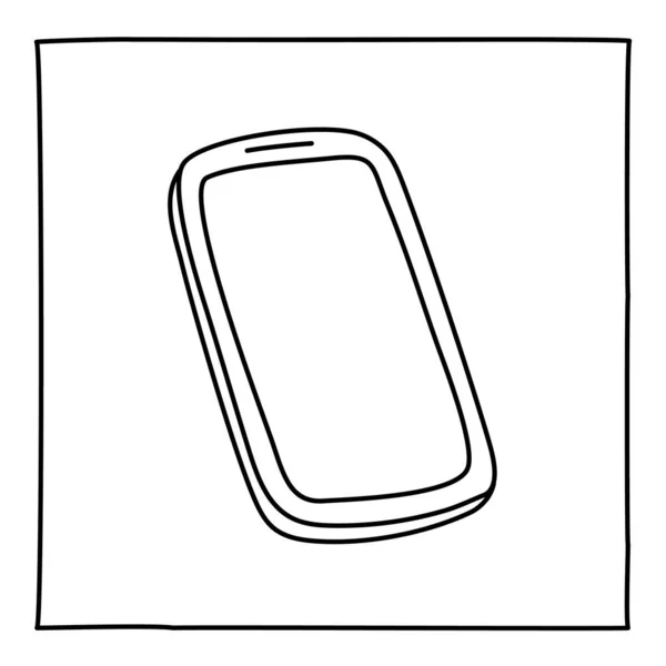 Doodle Ikona Telefonu Komórkowego Ręcznie Narysowane Cienką Linią Ilustracja Wektora — Wektor stockowy