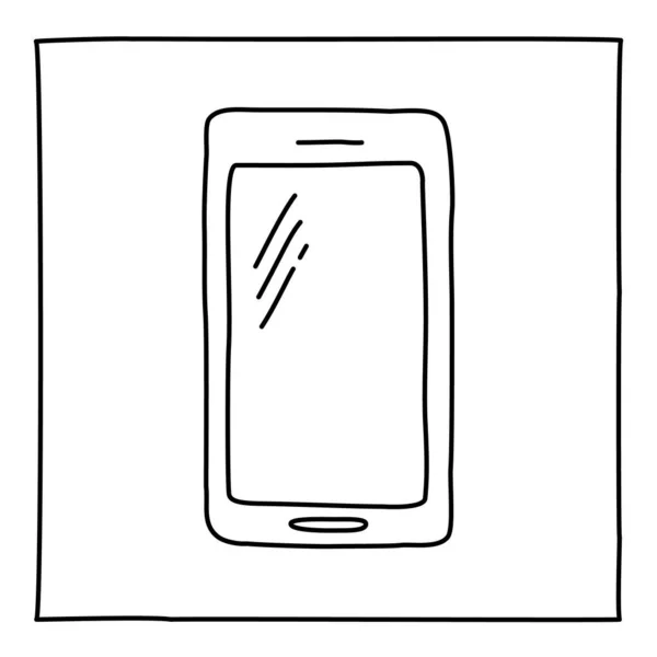 Doodle Mobiltelefon Ikon Hand Dras Med Tunn Linje Vektor Illustration — Stock vektor