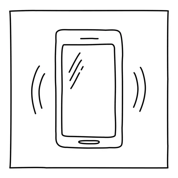 Doodle Klingelnden Handy Symbol Hand Mit Dünnem Strich Gezeichnet Vektor — Stockvektor