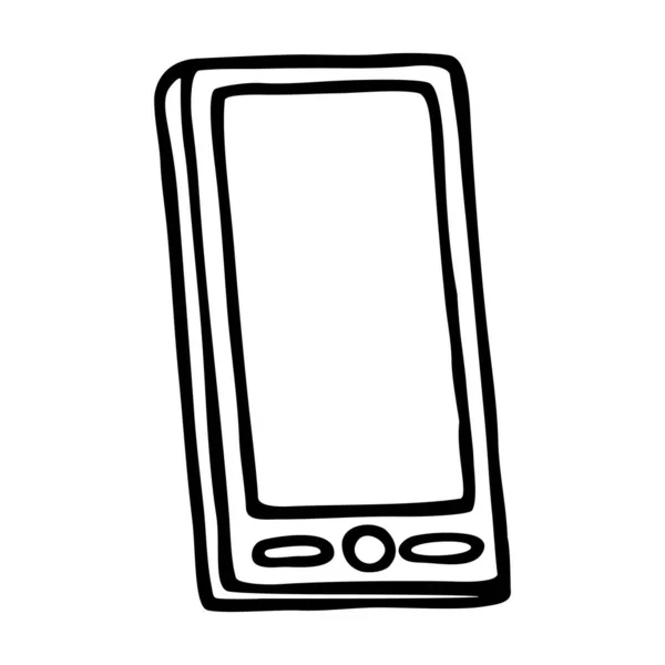 Doodle Mobiltelefon Ikon Hand Dras Med Tunn Linje Vektor Illustration — Stock vektor