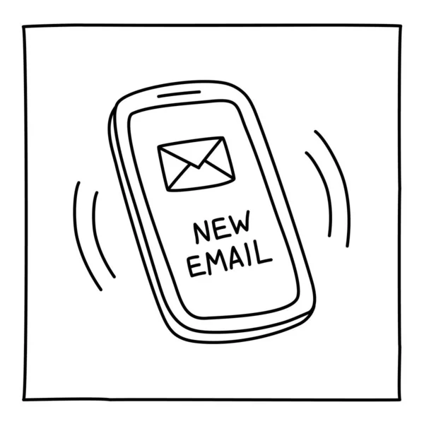 Doodle NEW MAIL mobile phone icon hand drawn with thin line — Image vectorielle