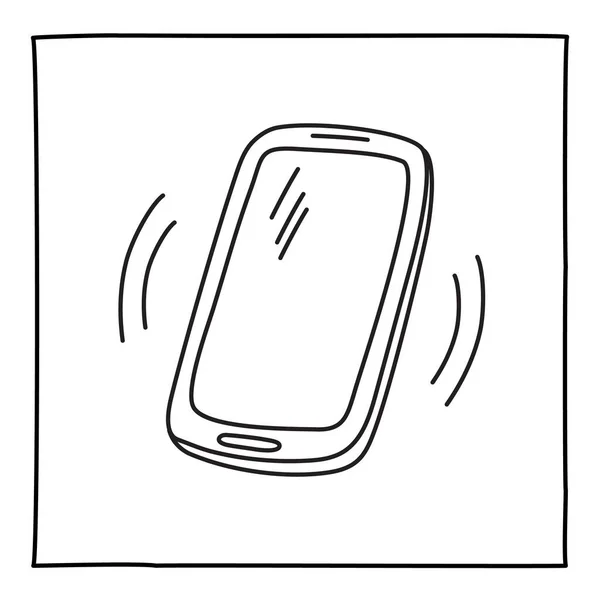 Doodle klingelnde Handy-Ikone mit dünnem Strich gezeichnet — Stockvektor