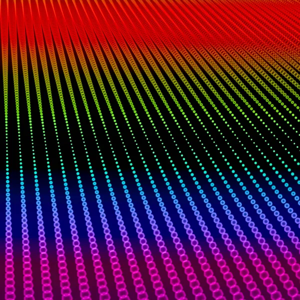 带波浪形圆点的彩虹背景 3D插图 — 图库照片
