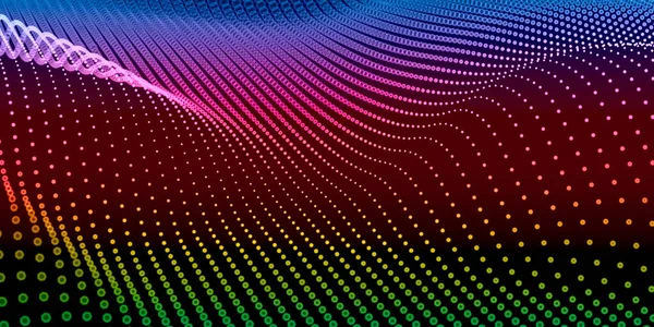 Abstract Rainbow Background Wavy Bokeh Dots Illustration — Stock Photo, Image