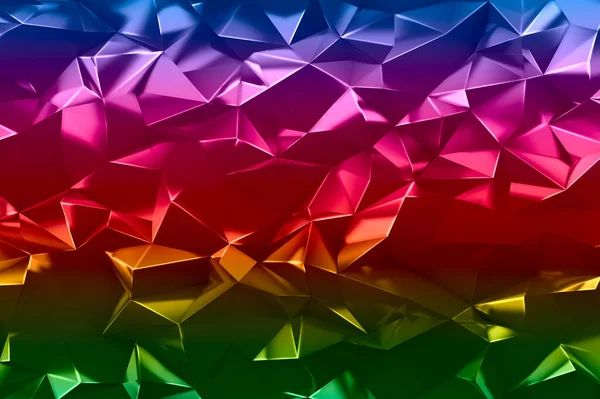 Abstract rainbow triangles low poly facet background, 3d render illustration