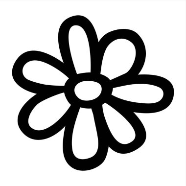 Beyaz arka planda izole edilmiş siyah çizgili çiçek karalama eli. Düğün davetiyesi için grafiksel tasarım unsuru, doğum günü kartı, bebek partisi, Sevgililer Günü, hatıra defteri. Vektör illüstrasyonu