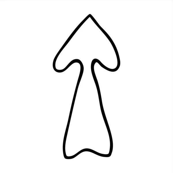 細い線で描かれた矢印記号の手を人形アップ 白を基調としたグラフィックデザイン要素 ベクターイラスト — ストックベクタ