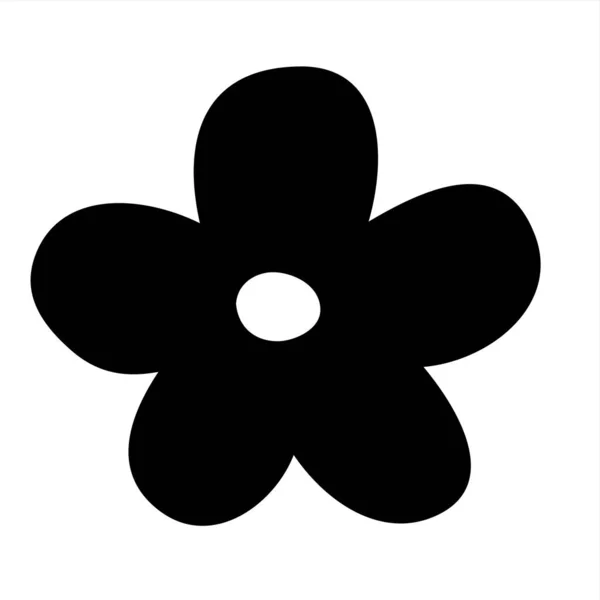 Flower Doodle Hand Gezeichnet Mit Schwarzer Linie Isoliert Auf Weißem — Stockvektor