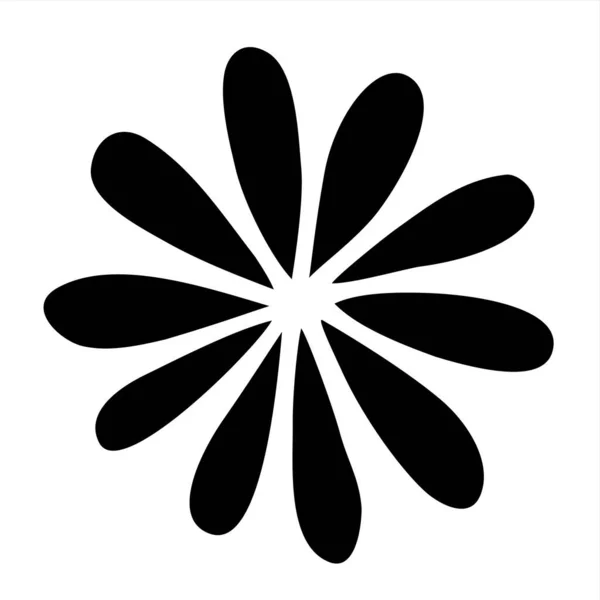 Kwiat Doodle Strony Rysowane Czarnej Linii Izolowane Białym Tle Element — Wektor stockowy