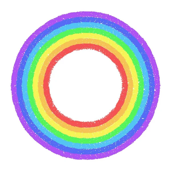Regenbogenfarbener Kreis Handbemalt Mit Pastellkreiden Grafisches Element Für Dokumente Vorlagen — Stockvektor