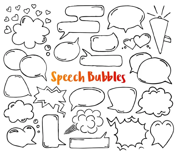 Burbujas Habla Dibujadas Mano Tinta Bolígrafo Garabatos Listos Para Añadir — Archivo Imágenes Vectoriales