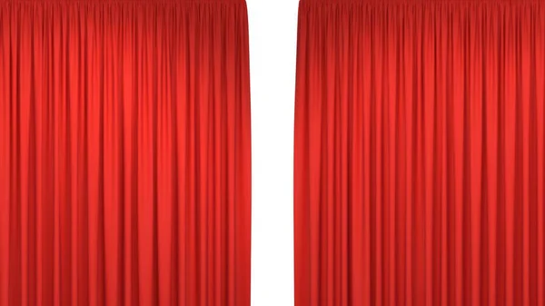 Cortinas Palco Vermelho Isolado Fundo Branco Cortinas Cinema Teatrais Abertas —  Vetores de Stock