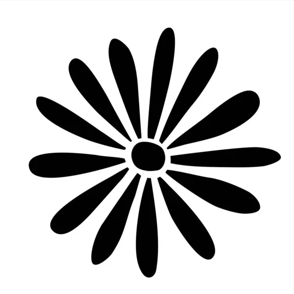 Рукоділля Квіткового Каракуля Намальоване Чорною Лінією Ізольованою Білому Тлі Графічні — стоковий вектор