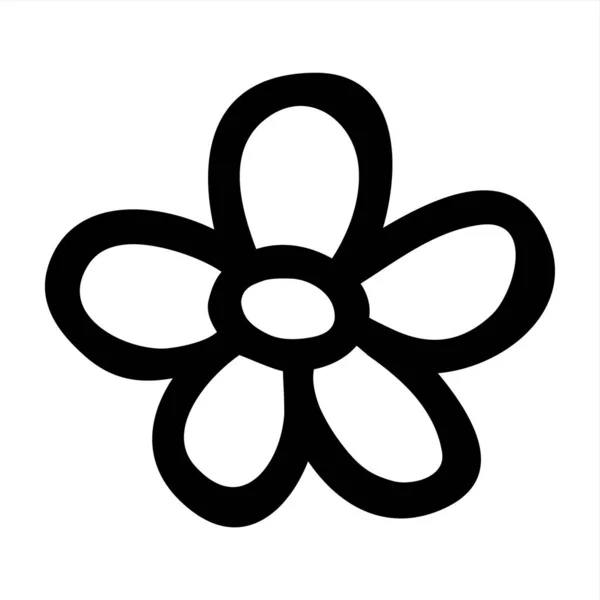 Flower Doodle Hand Gezeichnet Mit Schwarzer Linie Isoliert Auf Weißem — Stockvektor