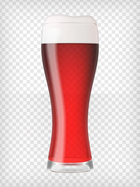 Realistic Beer Glass Mug Red Beer Bubbles Graphic Design Element — Stockvector