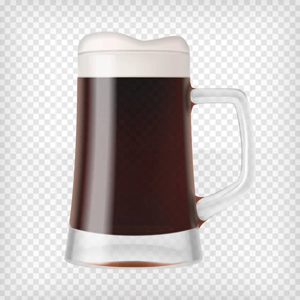Realistic Beer Glass Mug Dark Stout Beer Bubbles Graphic Design — Vetor de Stock