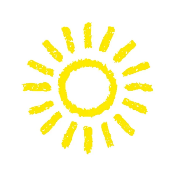 Hand Painted Sun Symbol Hand Drawn Crayon Isolated White Background — Wektor stockowy