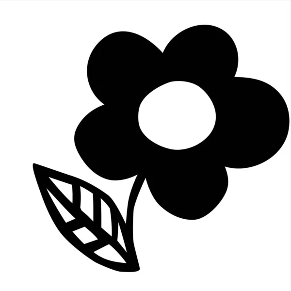 Flower Doodle Hand Drawn Black Line Isolated White Background Graphic — Stock vektor