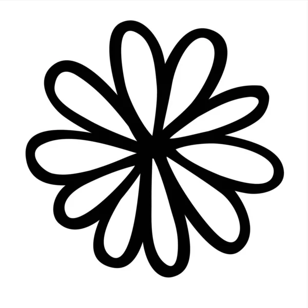 Flower Doodle Hand Drawn Black Line Isolated White Background Graphic — Stock vektor