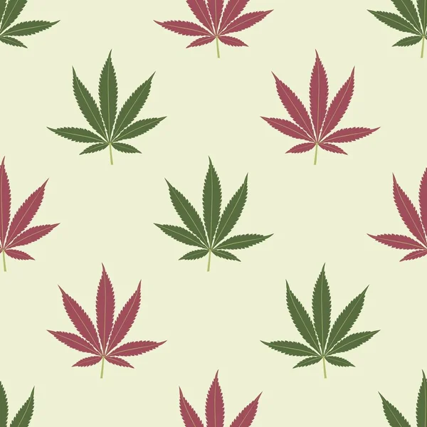 幾何学的な葉のパターンを持つシームレスなマリファナの背景 ベクターイラスト — ストックベクタ