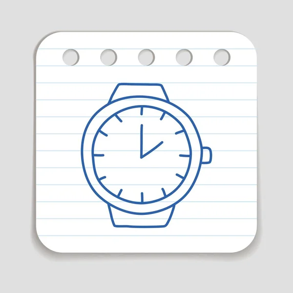 Doodle Clock Icon Blue Pen Hand Drawn Infographic Symbol Notepaper — Stock Vector