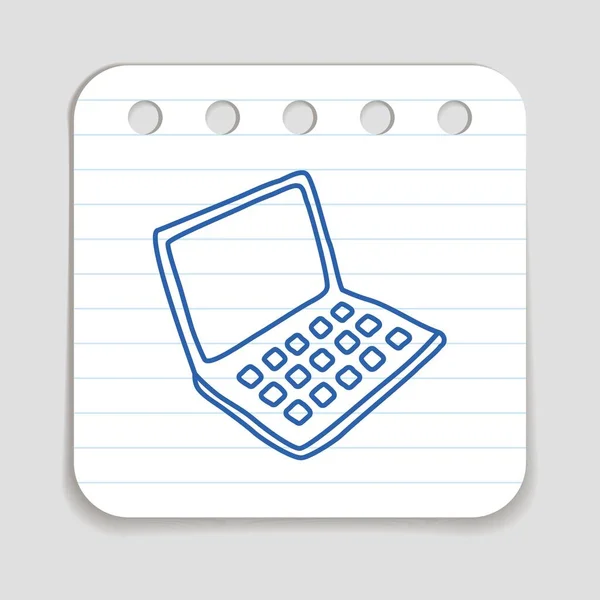 Doodle Laptop Computer Ikone Blaues Handgezeichnetes Infografik Symbol Auf Einem — Stockvektor