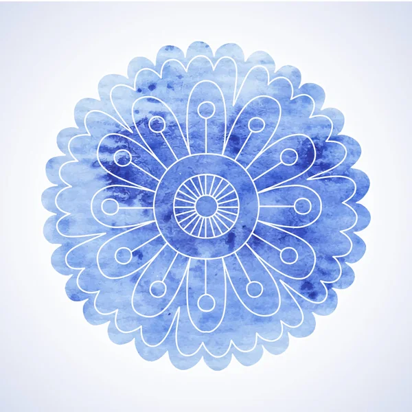 Caniche Fleur Aquarelle Élément Graphique Peint Main Mandala Boho Ethnique — Image vectorielle