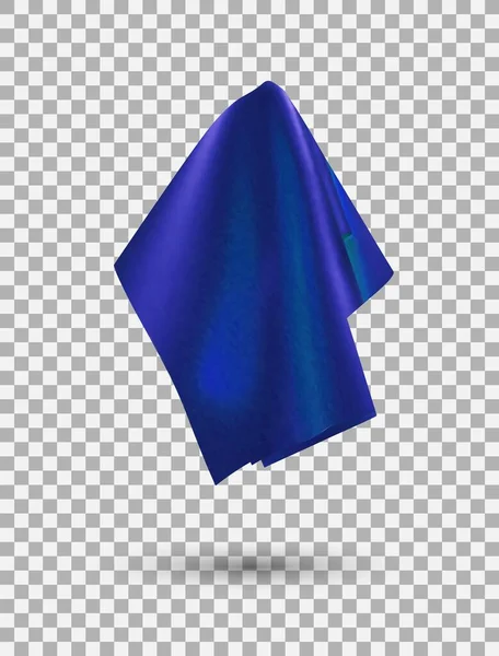 Blauer Glänzender Stoff Taschentuch Oder Tischdecke Hängend Isoliert Auf Weißem — Stockvektor