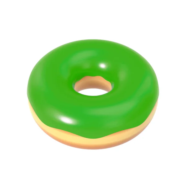 Delicious Colorful Donut Green Icing Macro View Sweet American Dessert — Stock Photo, Image