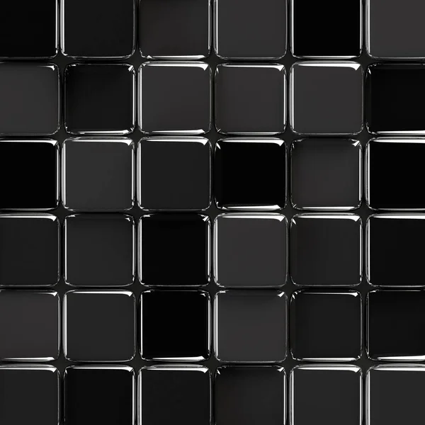 Abstract Geometric Background Glossy Black Glass Cubes Various Height — Stock Photo, Image