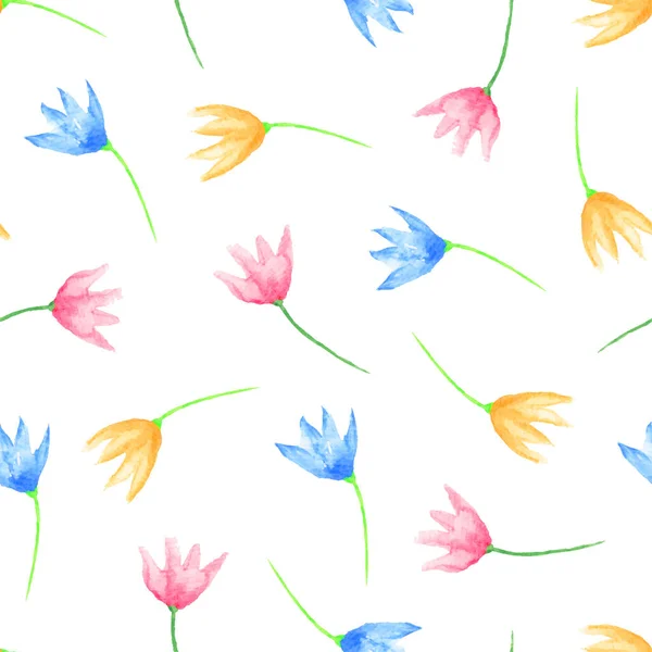 Motif Floral Sans Couture Fleurs Aquarelle Peintes Main Élément Graphique — Image vectorielle