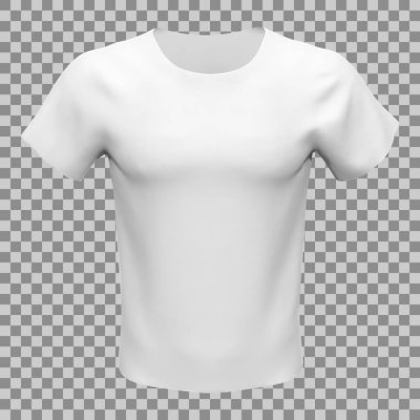Beyaz, temel, unisex tişörtlerinin boş bir maketi, ön manzara, arka planda. Vektör illüstrasyonu