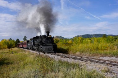 Chama, New Mexico, ABD 28 Eylül 2021: Cumbres ve Toltec Sahne Demiryolu New Mexico ve Colorado üzerinden