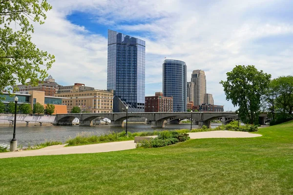 Cityscape of Grand Rapids Michigan on a summer day.