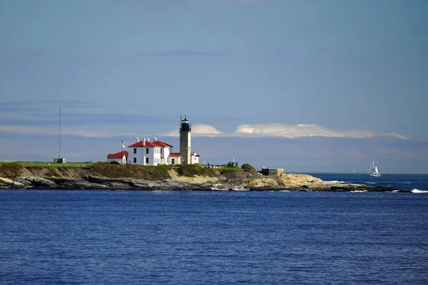 Latarnia Morska Beavertail Widziana Zatoki Narragansett Rhode Island — Zdjęcie stockowe