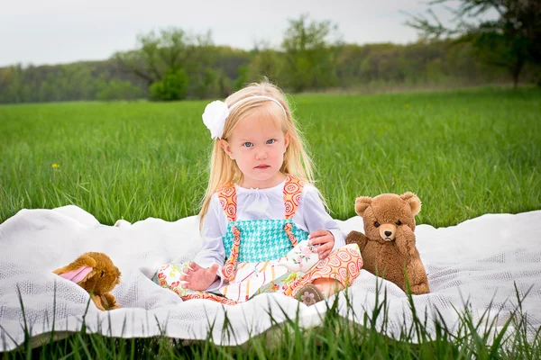 Girl having a Tea Party — Stock Photo, Image